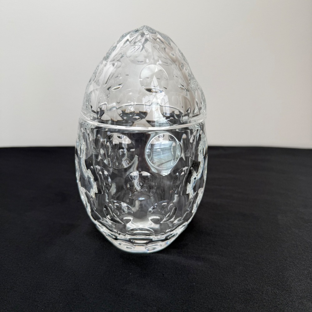 Godinger Crystal Legends Egg Trinket Box Candy Dish 24% Lead Crystal Made Poland